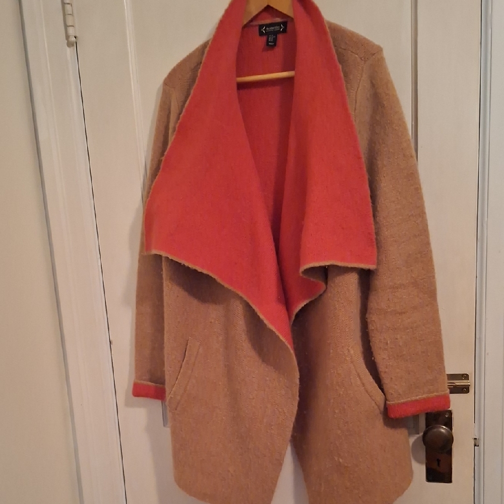 Nanette Lepoe Camel and Salmon Cardigan